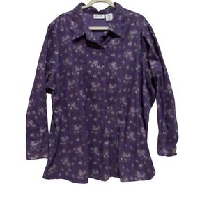 Vintage Blair Purple Floral Corduroy  Shirt Women 3XL Boho Grandmacore NWOT 90's